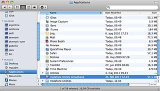Double-click Vodafone Mobile Broadband.The USB modem application is started.
