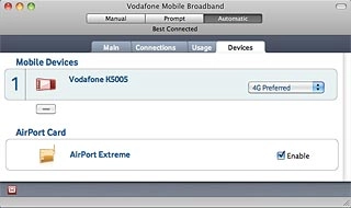 Click the drop down list next to the name of your USB modem.