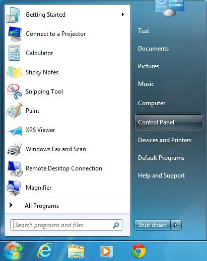 Click Control Panel.
