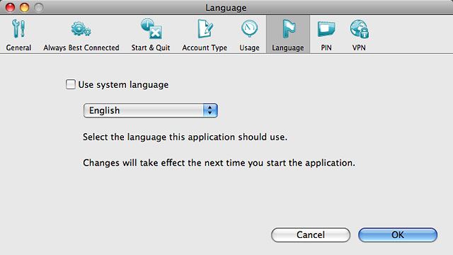 Click Use system language until the function is turned off.