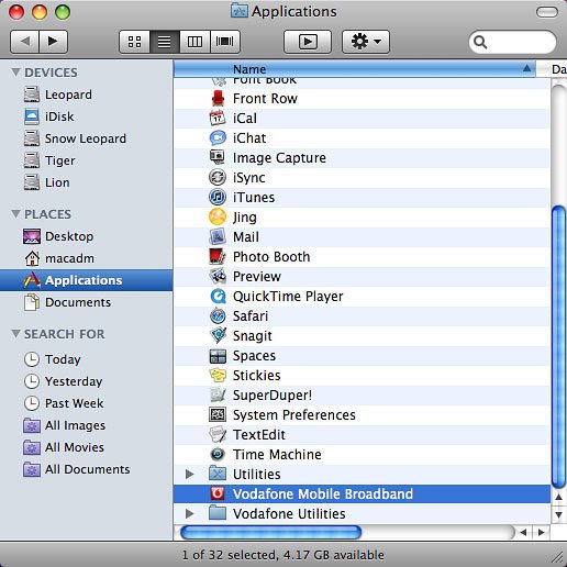 Double-click Vodafone Mobile Broadband.