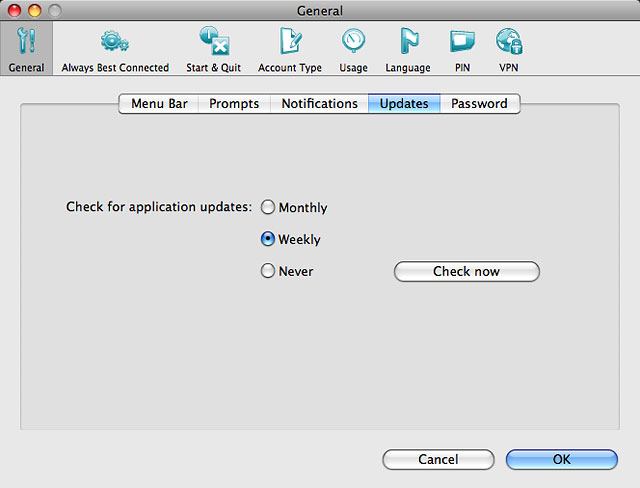 Click Check now.Follow the instructions on the screen to update the data USB modem application.