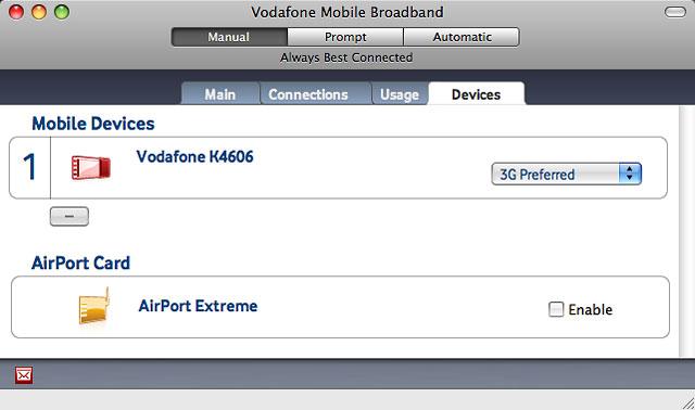 Click the drop down list next to the name of your USB modem.