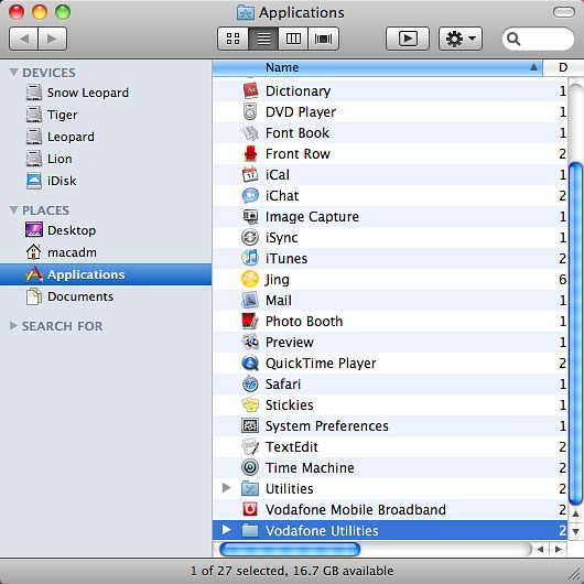 Double-click Vodafone Utilities.