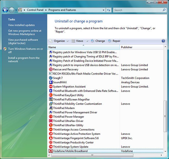 Highlight Vodafone Mobile Broadband.