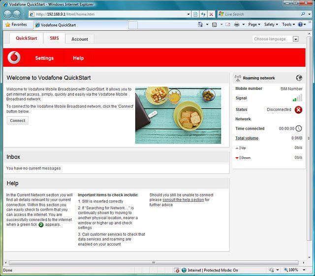 Open a browser.Key in vodafonemobile.api in the address bar and press Enter.Click SMS.