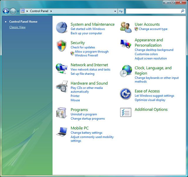 If required, click Classic View.