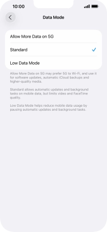 Press the required setting. Press the required setting.