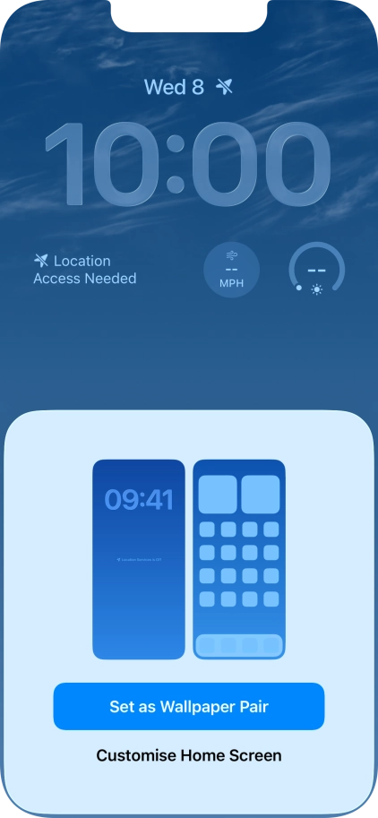 To use the same colour theme on the home screen, press Set as Wallpaper Pair.