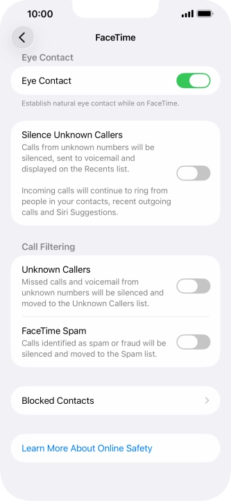 Press Blocked Contacts.