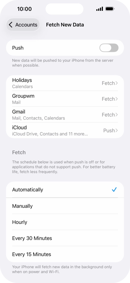If you turn off the function, press the required setting.