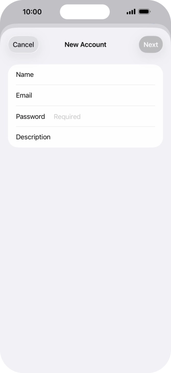 Press Password and key in the password for your email account.