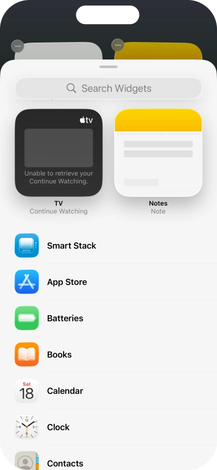 Press the required widget.