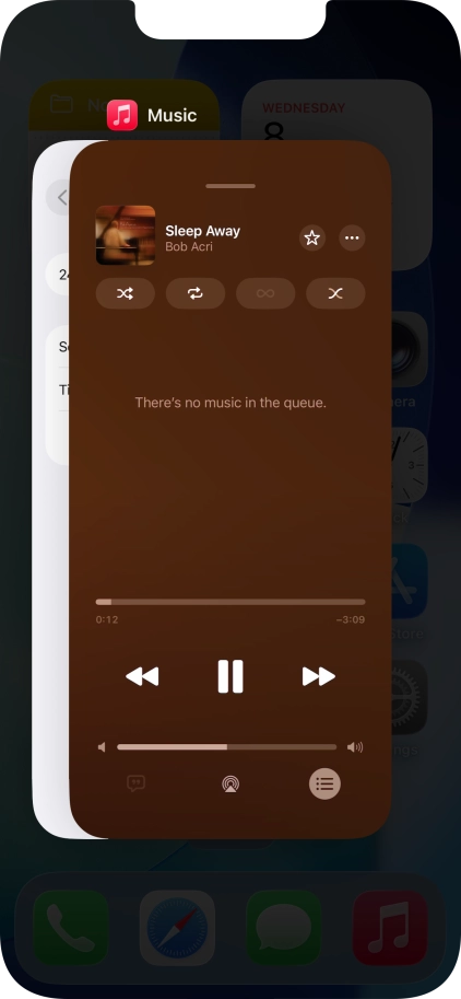 Slide upwards on the required application to end it. Slide upwards on the required application to end it.