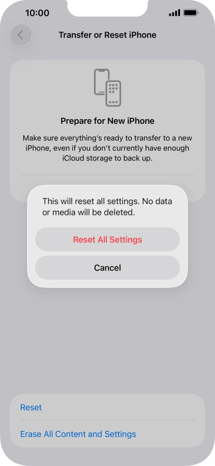 Press Reset All Settings.
