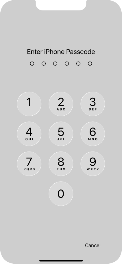 Use the phone lock code you created.