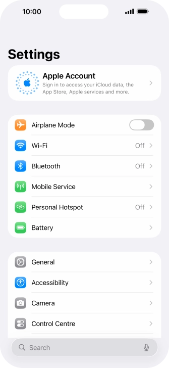 Press Apple Account.