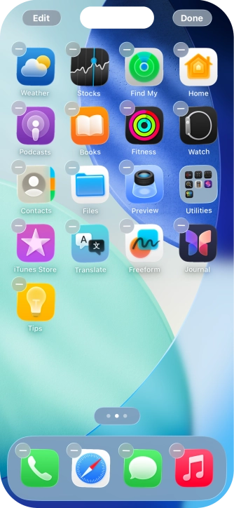 Press the home screen icon. Press the home screen icon.