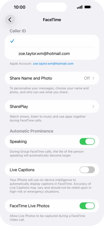 Press the required setting below 