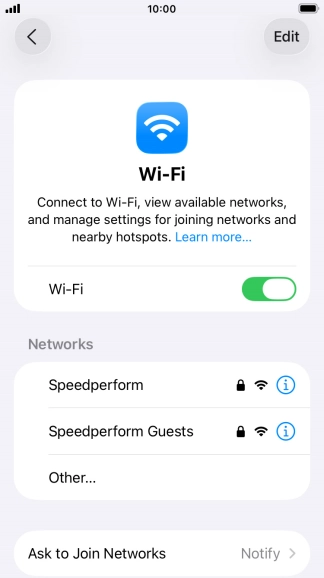Press the required Wi-Fi network and key in the password for the Wi-Fi network.