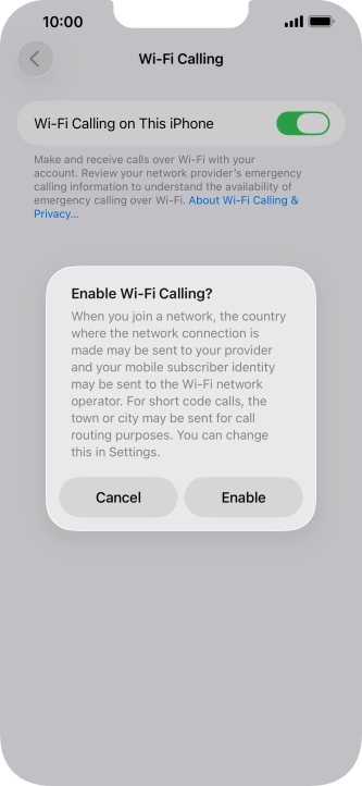 If you turn on the function, press Enable.