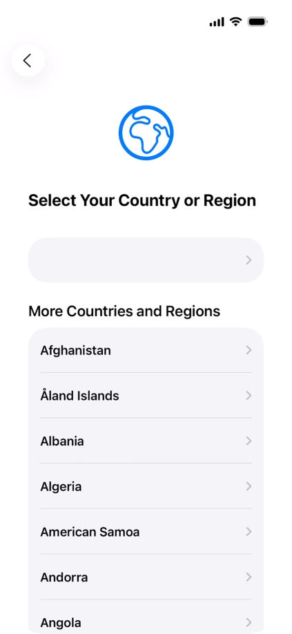 Press the required country or area.