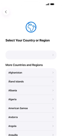 Press the required country or area.