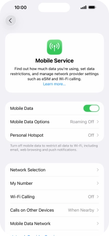 Press Mobile Data Options.
