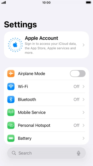 Press Apple Account.