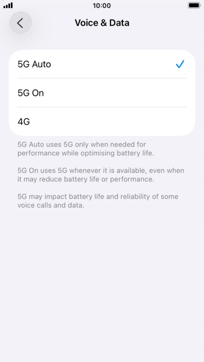 To turn on automatic switch between 5G and 4G, press 5G Auto.