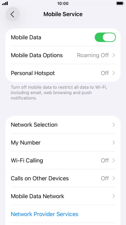 Press Mobile Data Options.