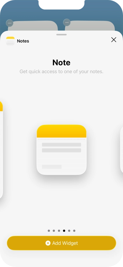 Slide your finger right or left on the screen to select the required widget size.