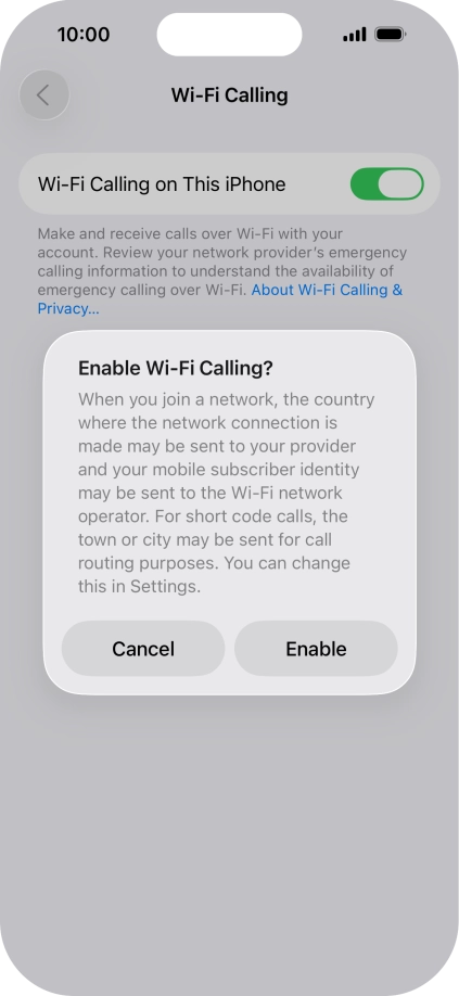 If you turn on the function, press Enable. If you turn on the function, press Enable.