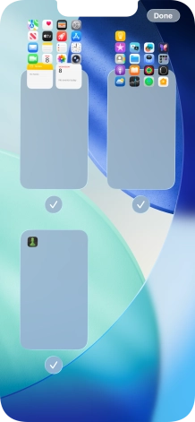 Press the field below the required home screen page to turn page view on or off.