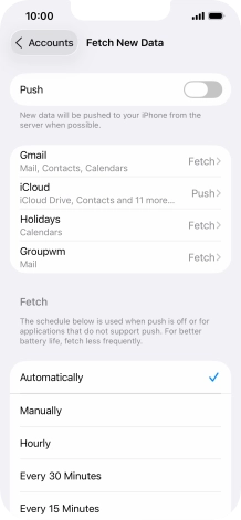 If you turn off the function, press the required setting.