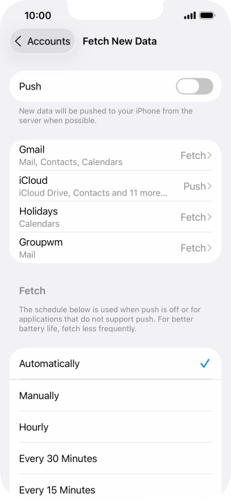 If you turn off the function, press the required setting.