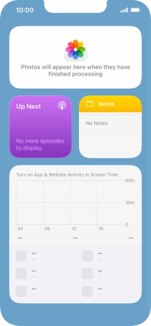Slide your finger up or down on the screen to see more widgets. Slide your finger up or down on the screen to see more widgets.
