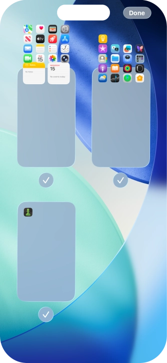 Press the fields below the required home screen pages to select or deselect them. Press the fields below the required home screen pages to select or deselect them.