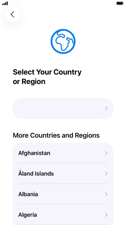 Press the required country or area.