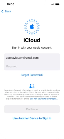 Press Required and key in the password for your Apple ID.