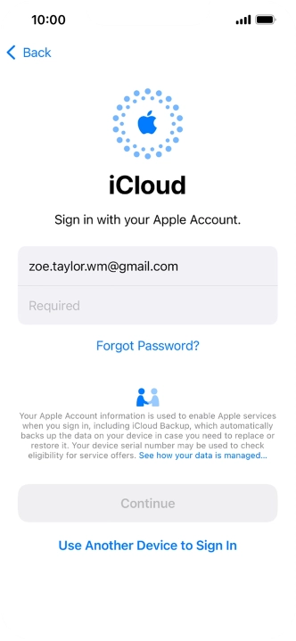 Press Required and key in the password for your Apple ID.