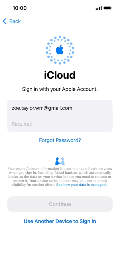 Press Required and key in the password for your Apple ID.