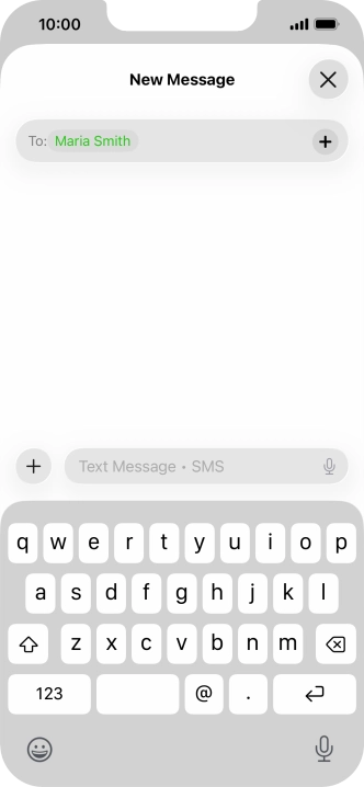 Press the text input field and write the text for your text message.