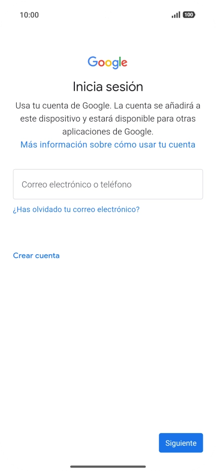 Si no tienes una cuenta de Google, pulsa Crear cuenta y sigue las indicaciones de la pantalla para ver cómo crear una cuenta nueva.