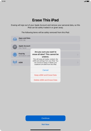 Press the required setting.
