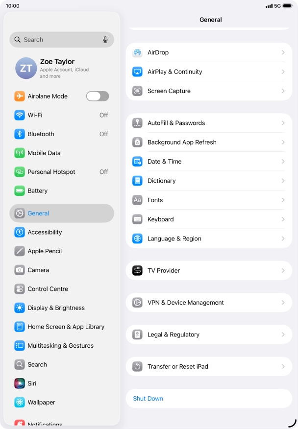 Press Language & Region.