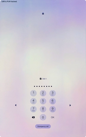 Key in the PUK and press OK.