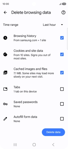 Press the fields next to the required data types.