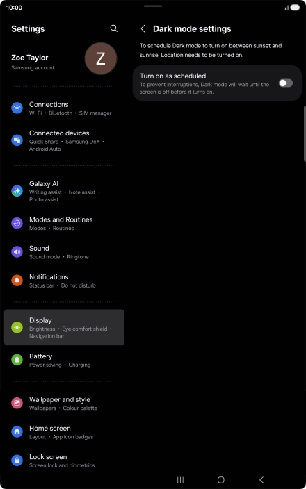 Press the indicator next to 