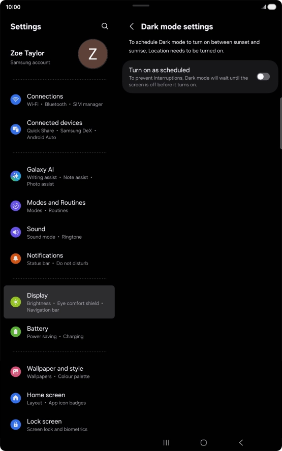 Press the indicator next to 